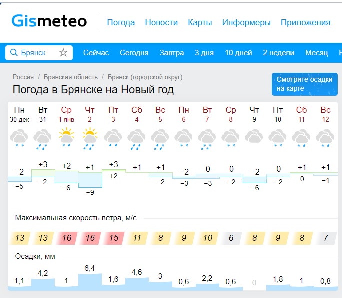 Погода Брянск. Погода на завтра.